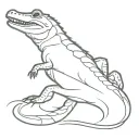 Very simple fine line tattoo of a top view of an alligator swimming, make the body kind of curving but not too much.  tattoo design idea