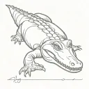 Very simple fine line tattoo of a top view of an alligator swimming, make the body kind of curving but not too much.  tattoo design idea