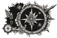 Hunting and compass tattoo design idea