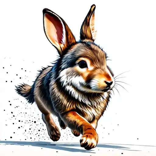 rabbit running from wolf tattoo design idea