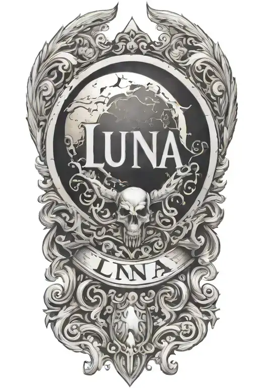 Luna name tattoo design idea