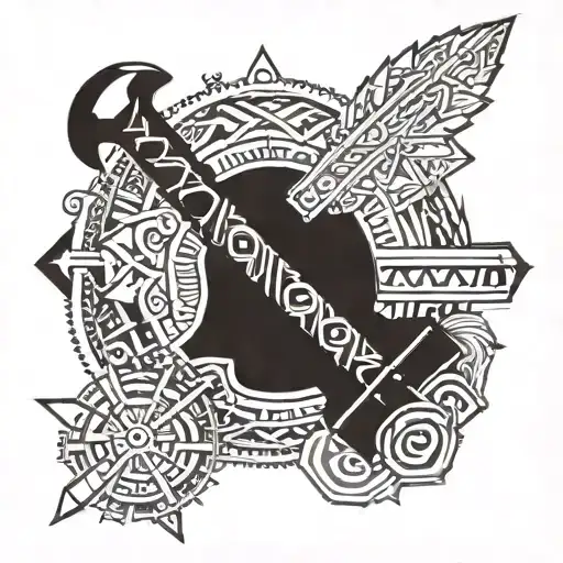 Incorporate carpentry tools like hammers, saws, and drills into a Polynesian-inspired tattoo design tattoo design idea