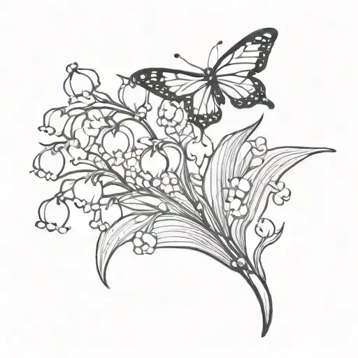 lilly of the valley with butter fly tattoo design idea