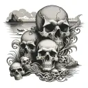 na poli coast with skulls tattoo design idea