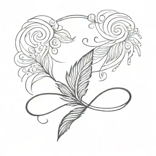 motherhood infinity feather tattoo design idea