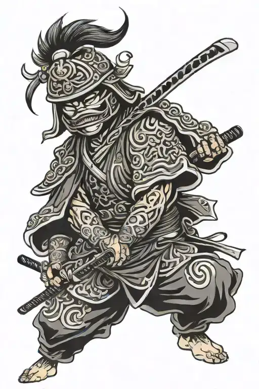 Japanese Masked Samurai tattoo design idea