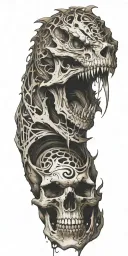 A dragon skull with musical notes flowing out of its mouth tattoo design idea