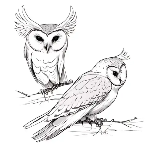barn owls tattoo design idea