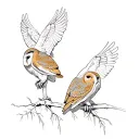 barn owls tattoo design idea