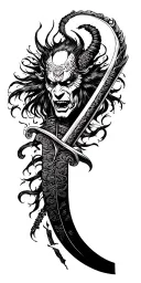 drag hell samurai sword tattoo design idea