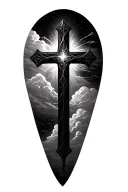 cross with clouds tattoo design idea