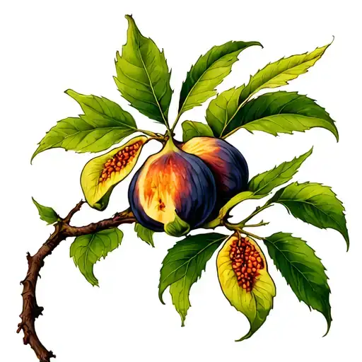 fig tree branch tattoo design idea