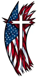 bible verse, USA flag with Christian cross tattoo design idea