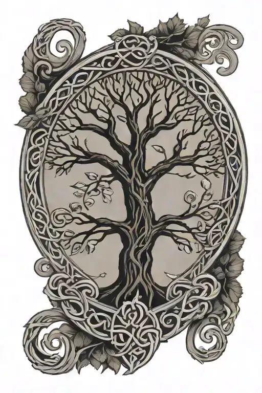 Celtic tree of life colour tattoo tattoo design idea
