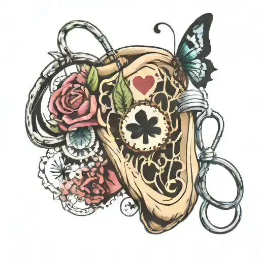 A tattoo consisting of a baby foot print, a graduation cap, a stethoscope, a family heart, a butterfly  tattoo design idea