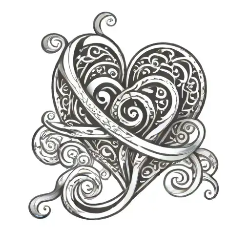 polyamory infinity heart with triquetras tattoo design idea