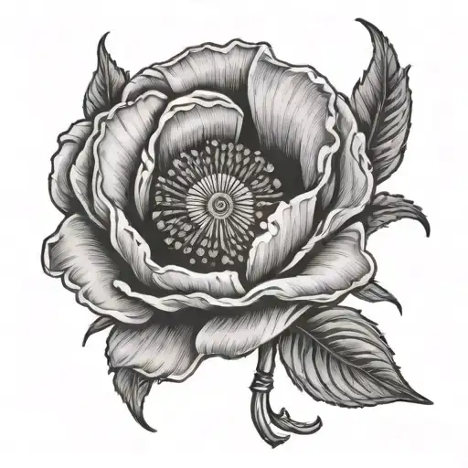 poppy seed and roman numerals intertwined tattoo design idea
