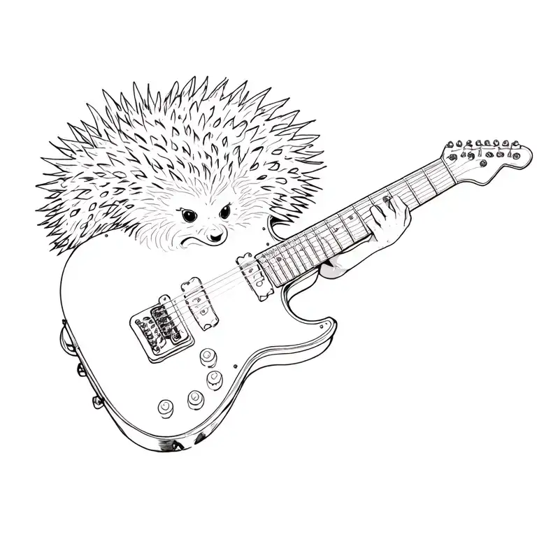electric guitar with a hedghog tattoo design idea
