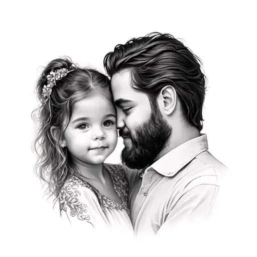 hyperrealistic meaningful matching tattoos for a step father and step daughter who are very close and similar, introvert tattoo design idea