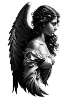 Angel side profile tattoo design idea