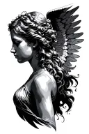 Angel side profile tattoo design idea