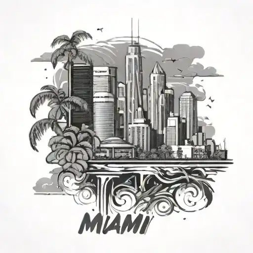 miami skyline tattoo design idea