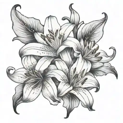 lily flower vines tattoo design idea