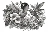 nature scene with birds, bees and honeycombs forearm tattoo tattoo design idea