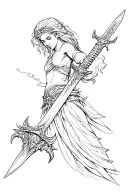 athena sword tattoo design idea