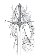 athena sword tattoo design idea