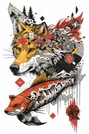 fish, wolf, brown bear, number 2, topaz, silver, yellow color, sports symbol, firefighter symbol, compass, mountain tattoo design idea