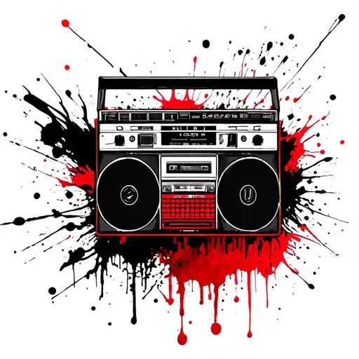 punk rock boombox tattoo design idea