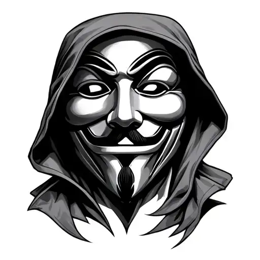 anonymous mask hacker tattoo design idea