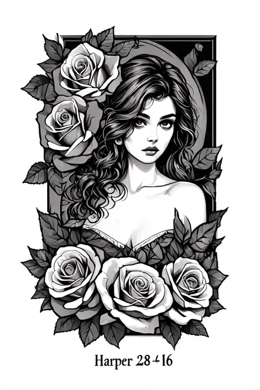 "Harper 28-4-16" Harper with roses wrapped tattoo design idea