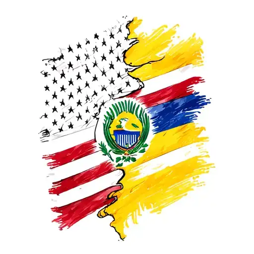 American flag combined with Ecuador flag intertwined tattoo design idea