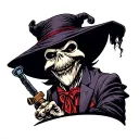 a scary plague doctor tattoo design idea