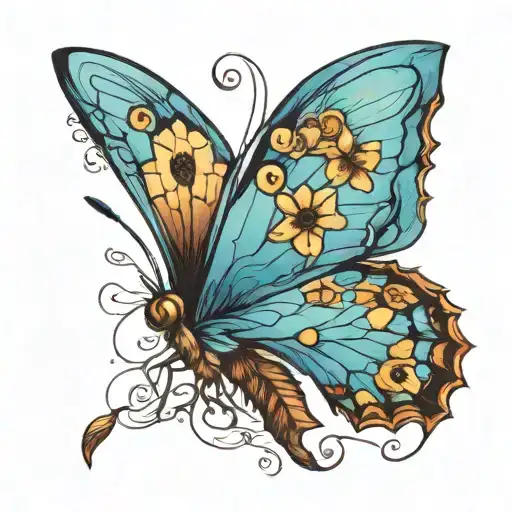 papillon bleu  tattoo design idea