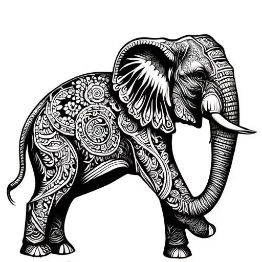 elephant adorned tattoo design idea