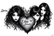 my childrens name, Devin, Joline, Elvira and Dante with some love thing but not a hearth tattoo design idea