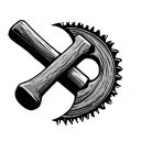 hammer circular blade wood plank tattoo design idea