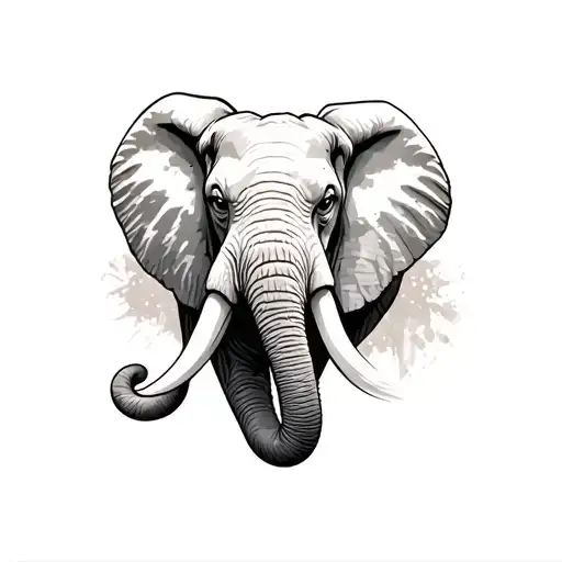 angry elephant tattoo design idea