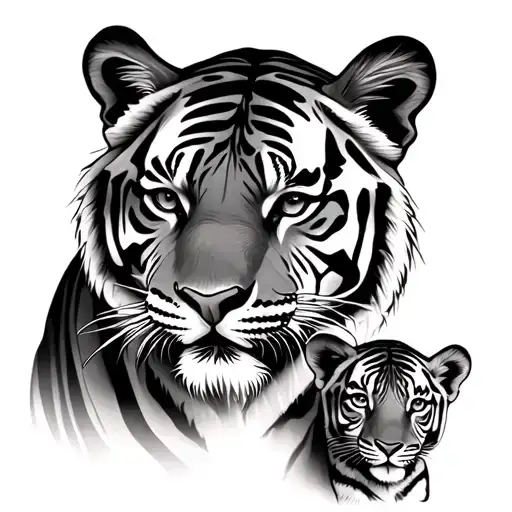 Tiger And 2 Cubs tattoo design idea