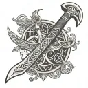 viking ax with viking runes tattoo design idea