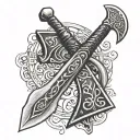 viking ax with viking runes tattoo design idea