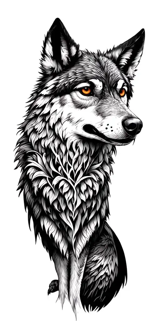 wald, wolf ,eule ,rabe ,hirsch tattoo design idea