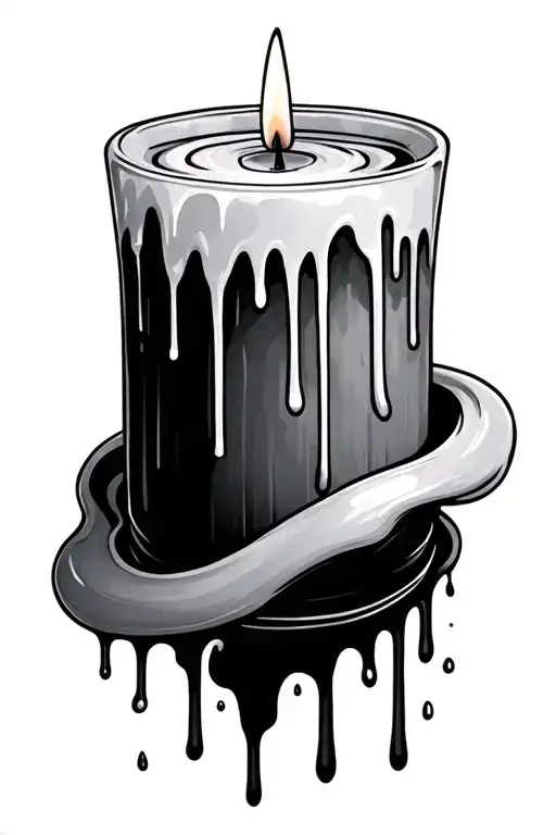 candle wax dripping tattoo design idea