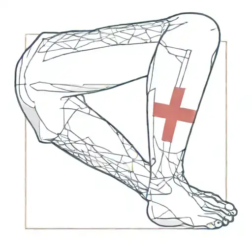 a prosthetic leg with a red cross painted on it  tattoo design idea