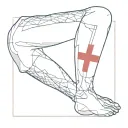 a prosthetic leg with a red cross painted on it  tattoo design idea