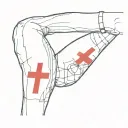 a prosthetic leg with a red cross painted on it  tattoo design idea