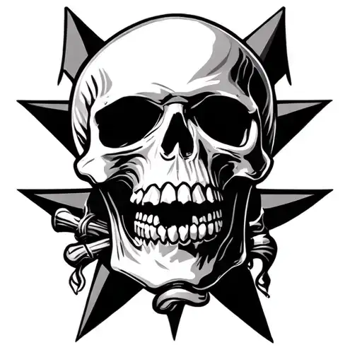 2 star skull tattoo design idea